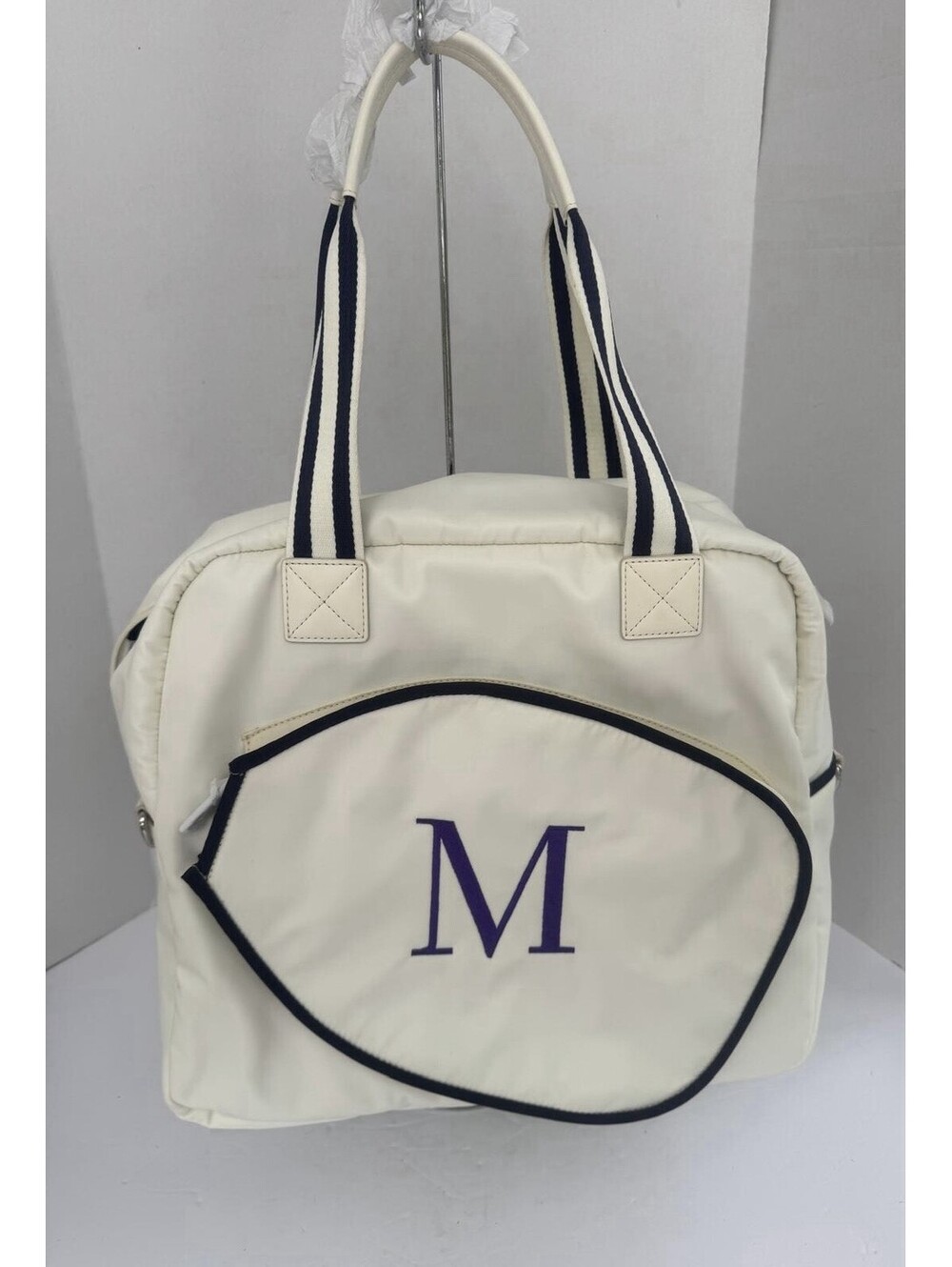 Mark & Graham Sporty Stripe Pickleball Bag – Personalized “M”| Unisex Adults
